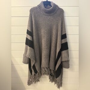 Barefoot Dreams Gray and Black Poncho